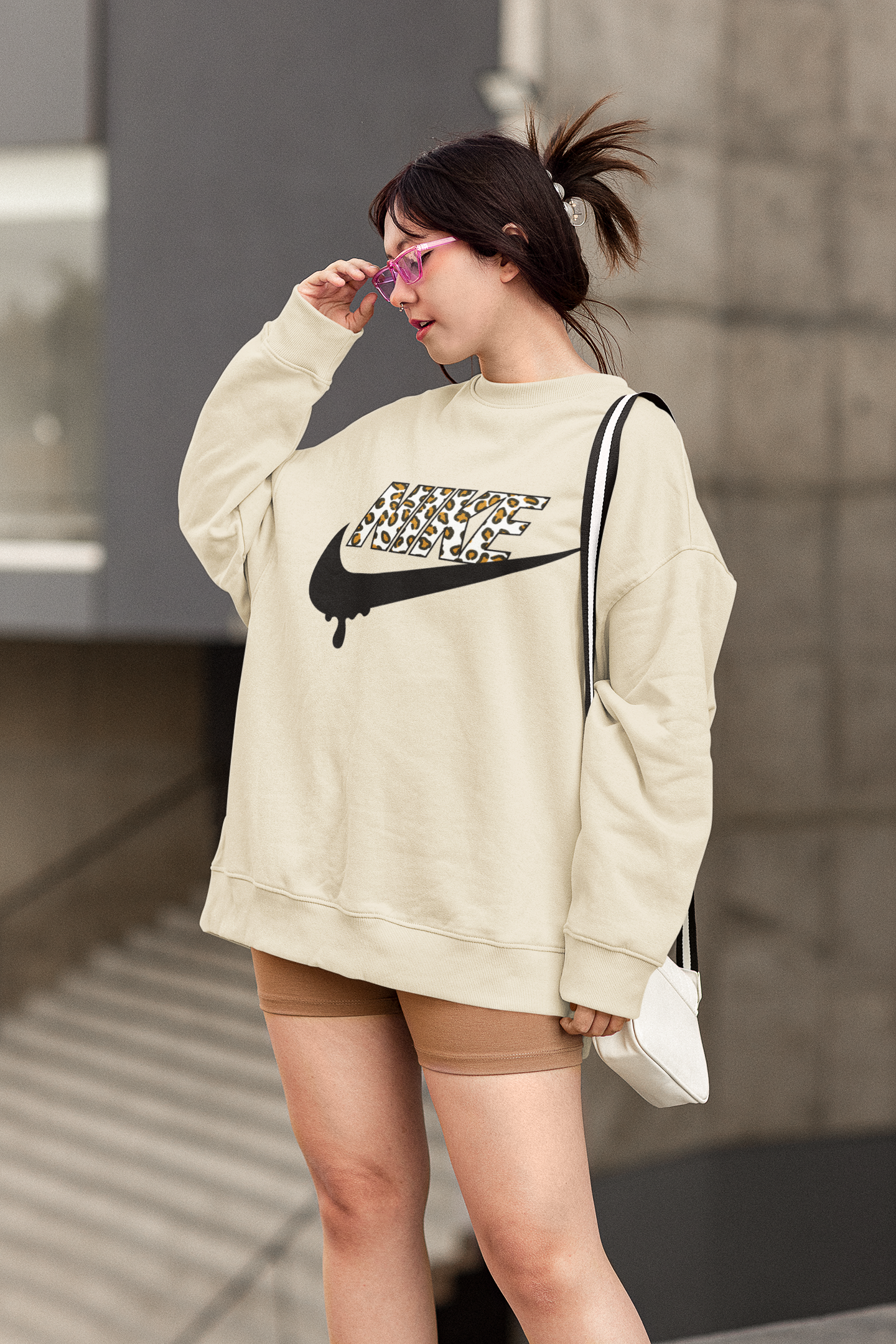 Leopard Swoosh Nik ~ crewneck sweatshirt
