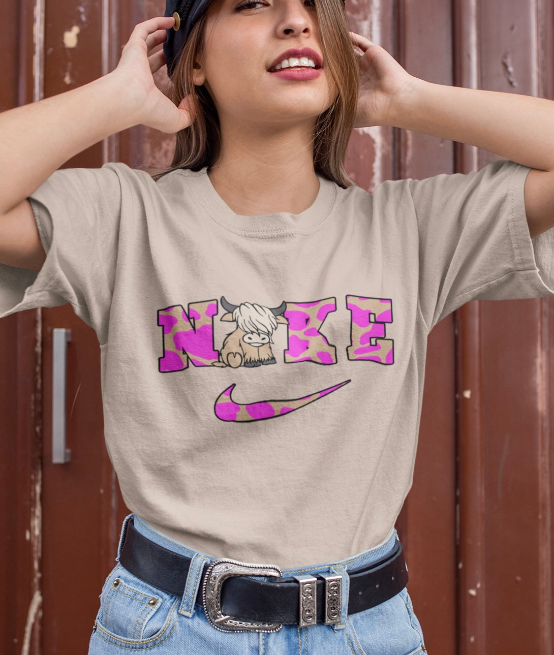 Highland Pink Cow Print ~ T-Shirt (2 colors)