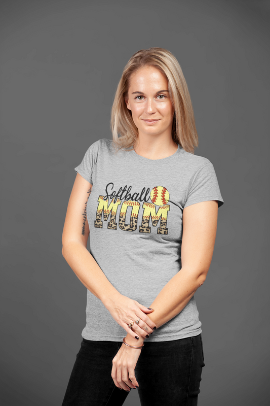 Softball Mom ~ Gray Tee