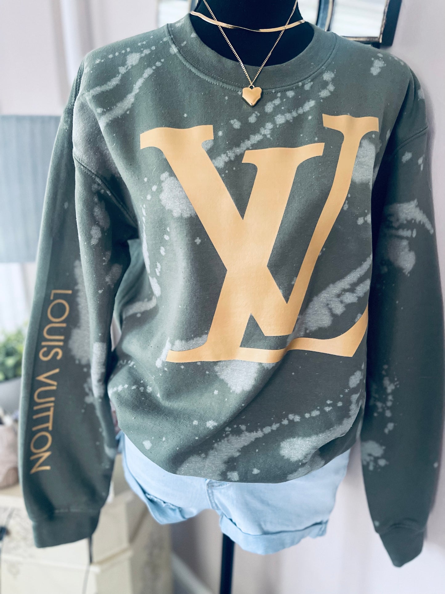 In LOVE ~ Green Acid Wash Sweatshirt