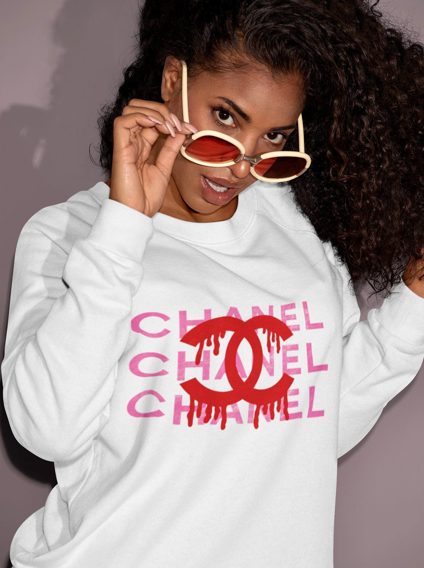 Chantel Sweatshirt ~ Crewneck Sweatshirt (white,sand)