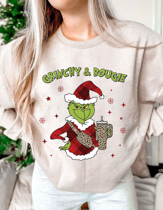 Grinchy and Boujie ~ sand sweatshirt