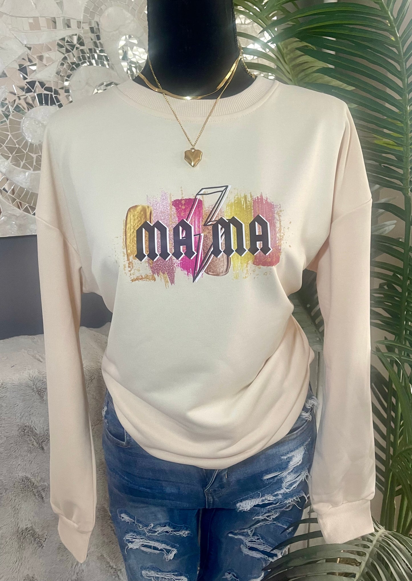 MAMA⚡️~ Cream Sweatshirt