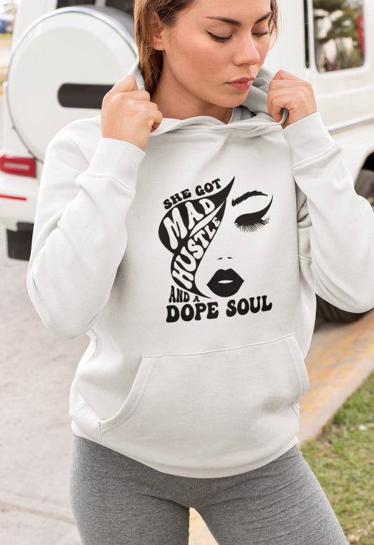 Mad Hustle ~ white hoodie sweatshirt