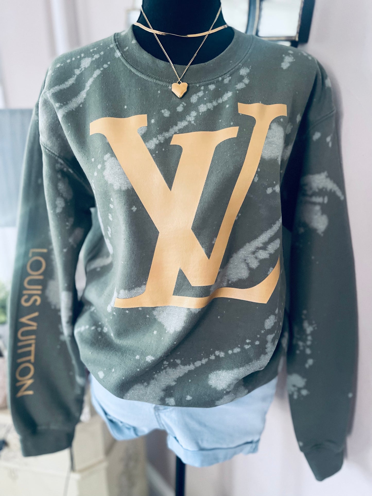 In LOVE ~ Green Acid Wash Sweatshirt