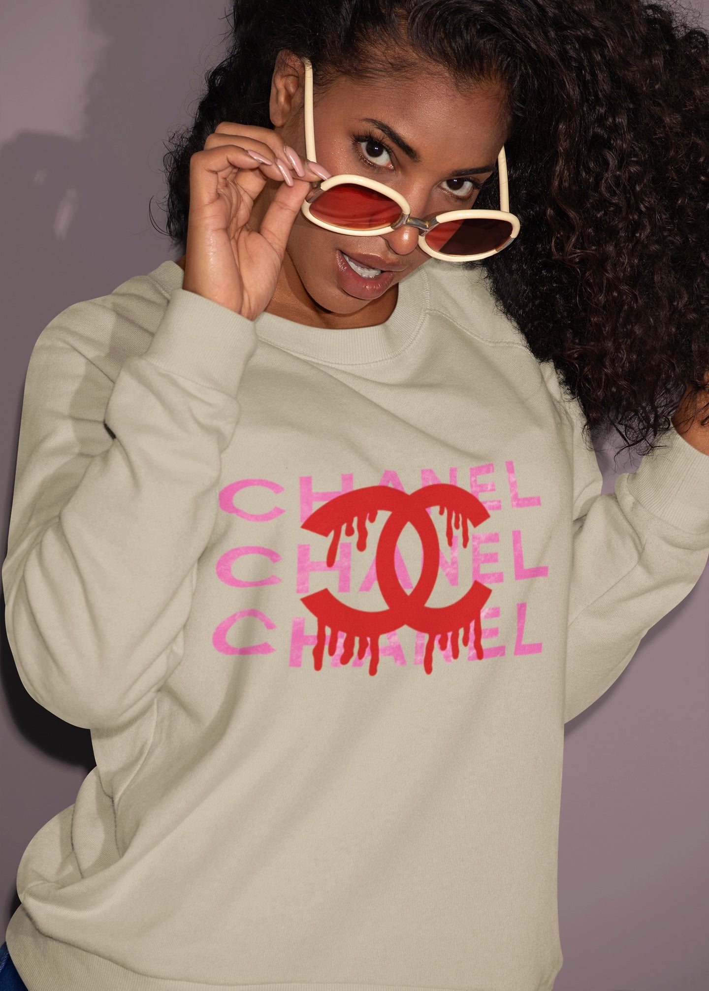 Chantel Sweatshirt ~ Crewneck Sweatshirt (white,sand)