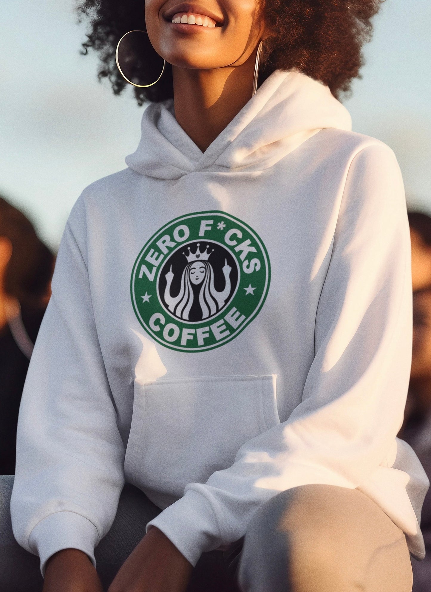 Zero F’s Coffee ☕️ ~ White Hoodie