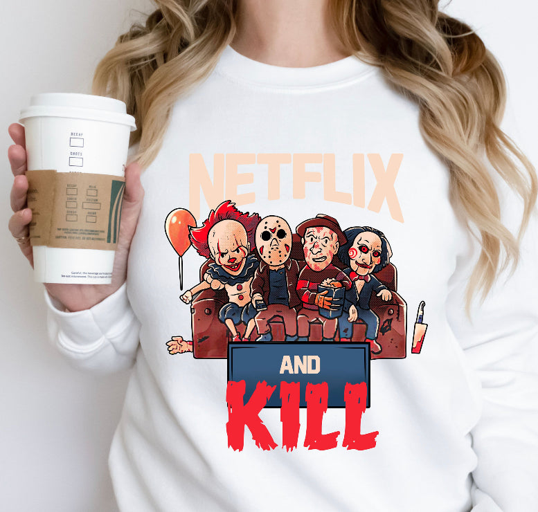 Netflix and Kill ~ White Sweatshirt