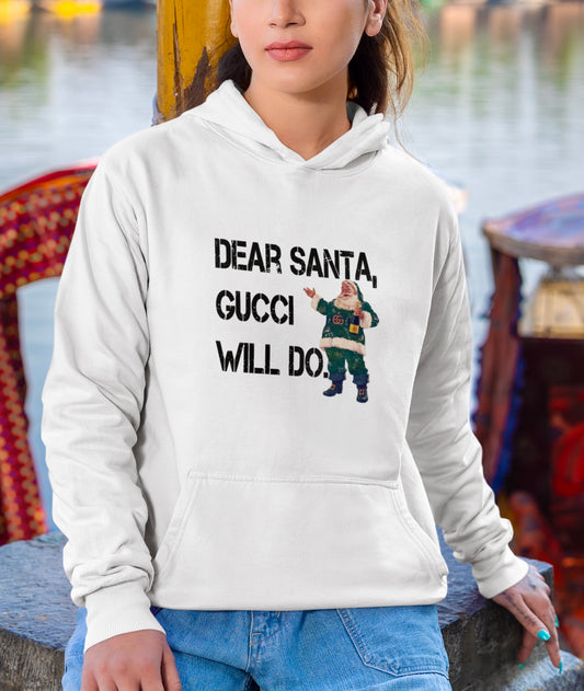 Dear Santa ~ hoodie (pink/white)