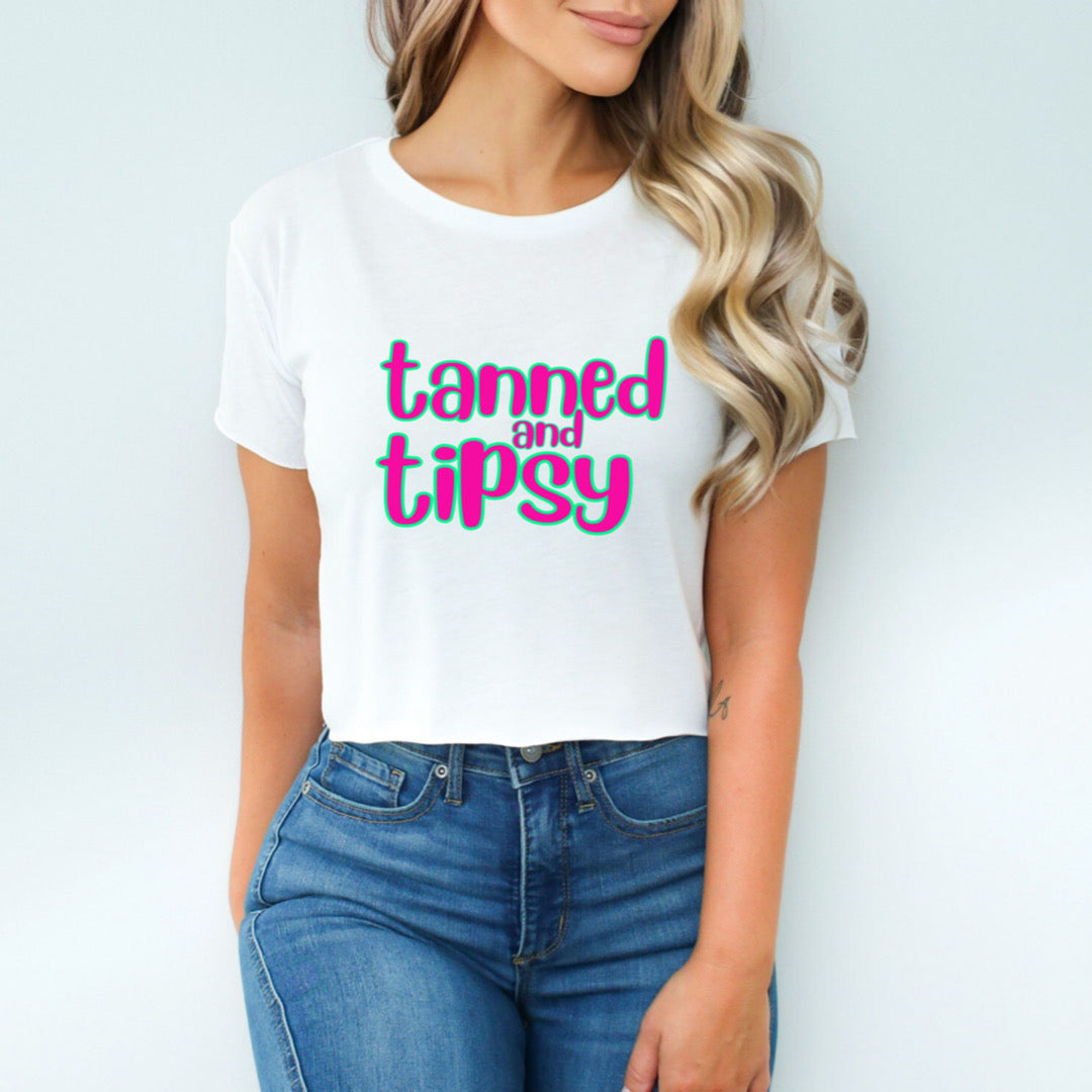 TANNED AND TIPSY 🍷~ Crop Tee Shirt