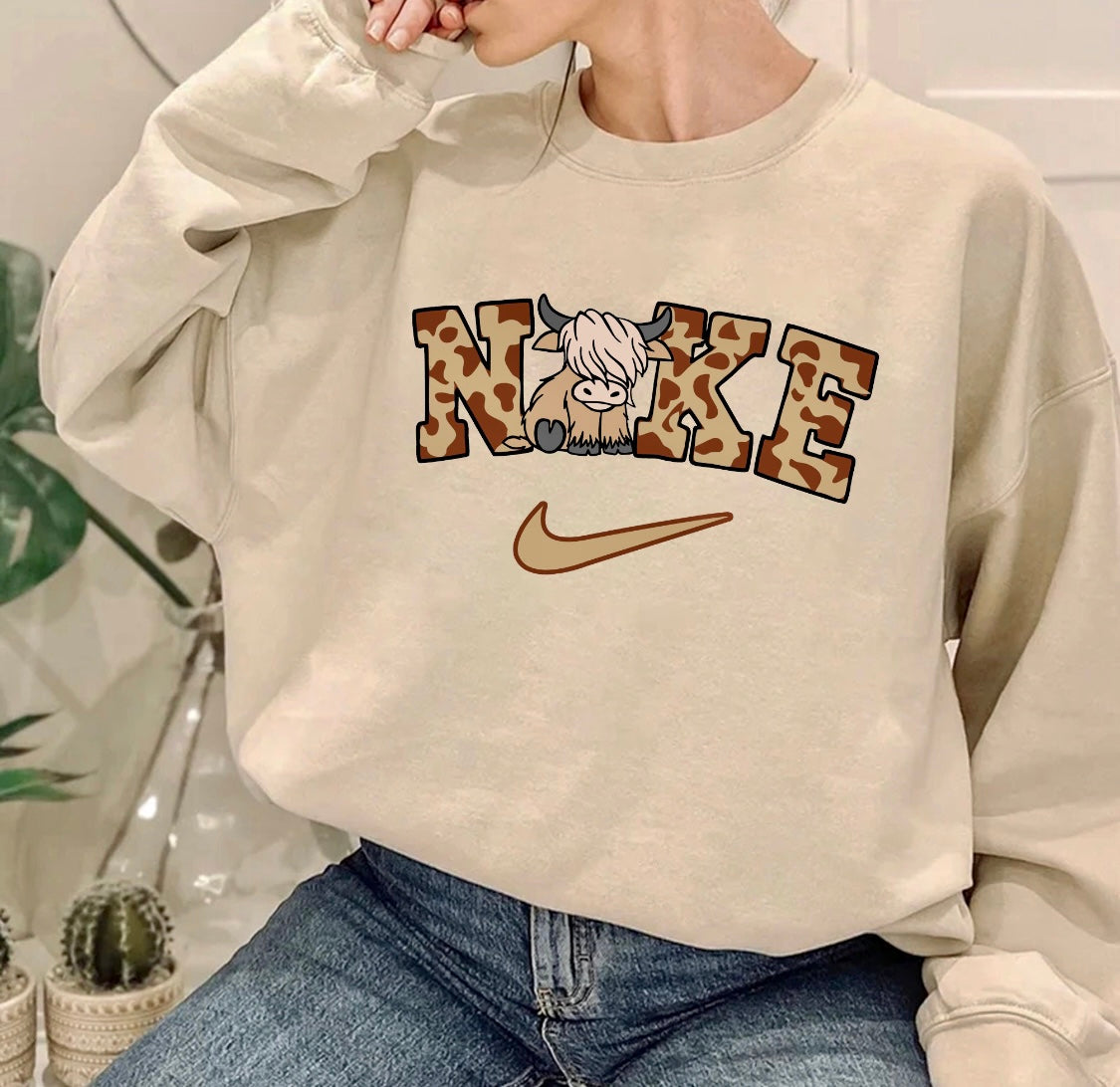 Highland Cow Nike ~ Crewneck Sweatshirt